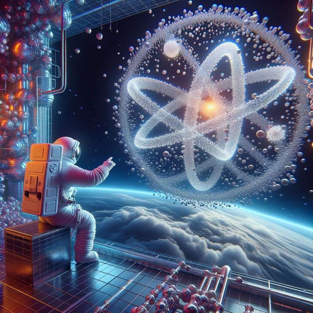 an astronaut, particle simulation, Octane render
